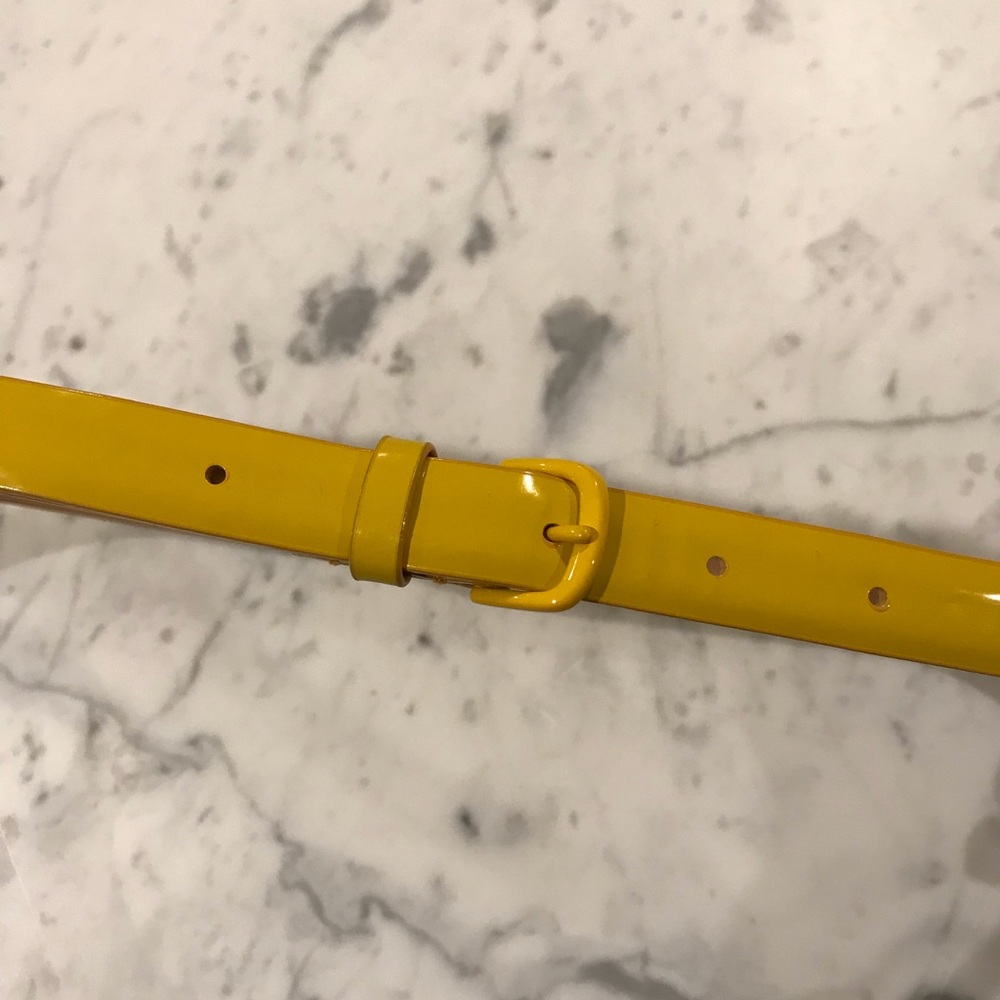 J Crew Patent Leather Yellow Belt XS